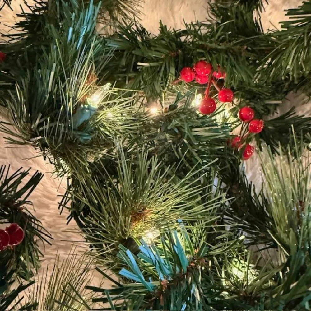 Set of 2 Prelit Linkable 10ft Berry Indoor Outdoor Garland Strands